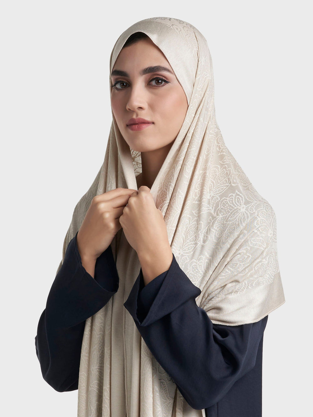 Floral Jacquard Self Print Jersey Hijab
