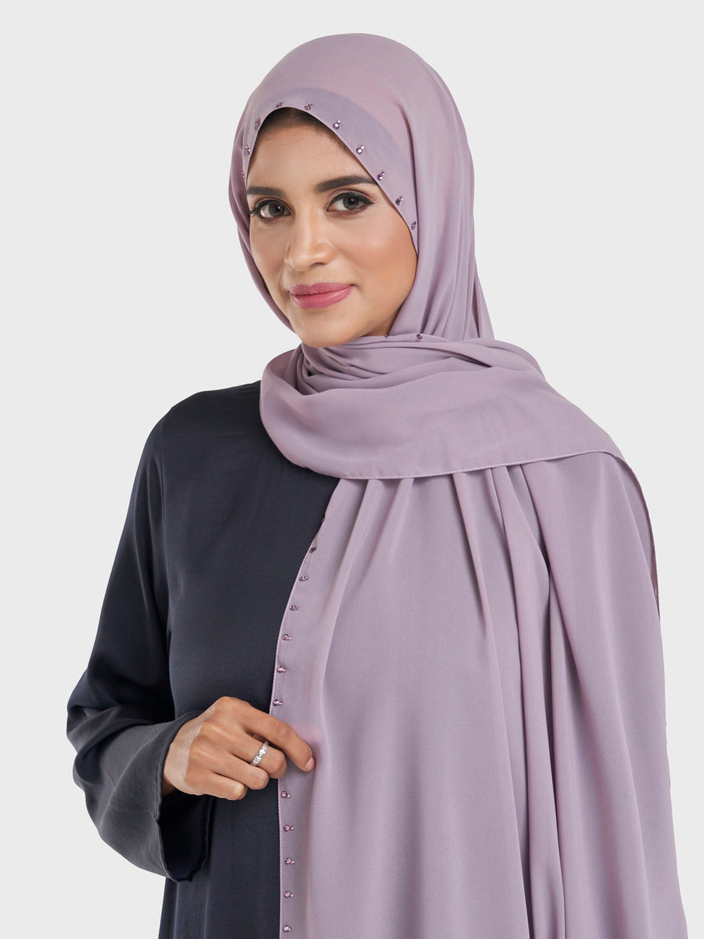 Chiffon Hijab with Stonework Motif Border