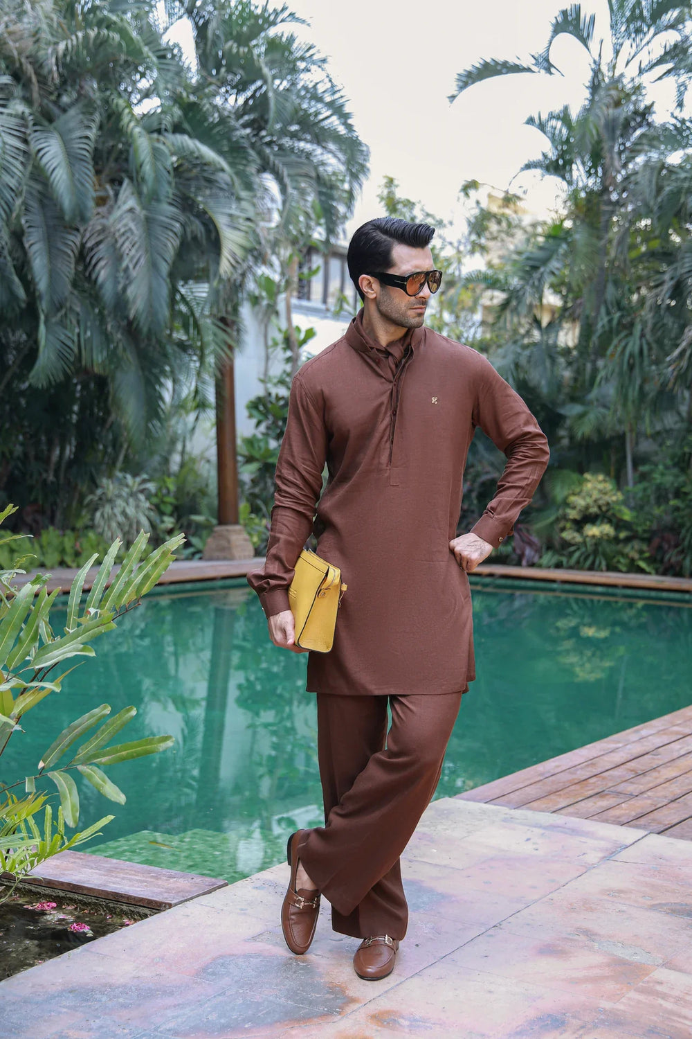 Humayun Alamgir — Brown Linen Kurta Pajama