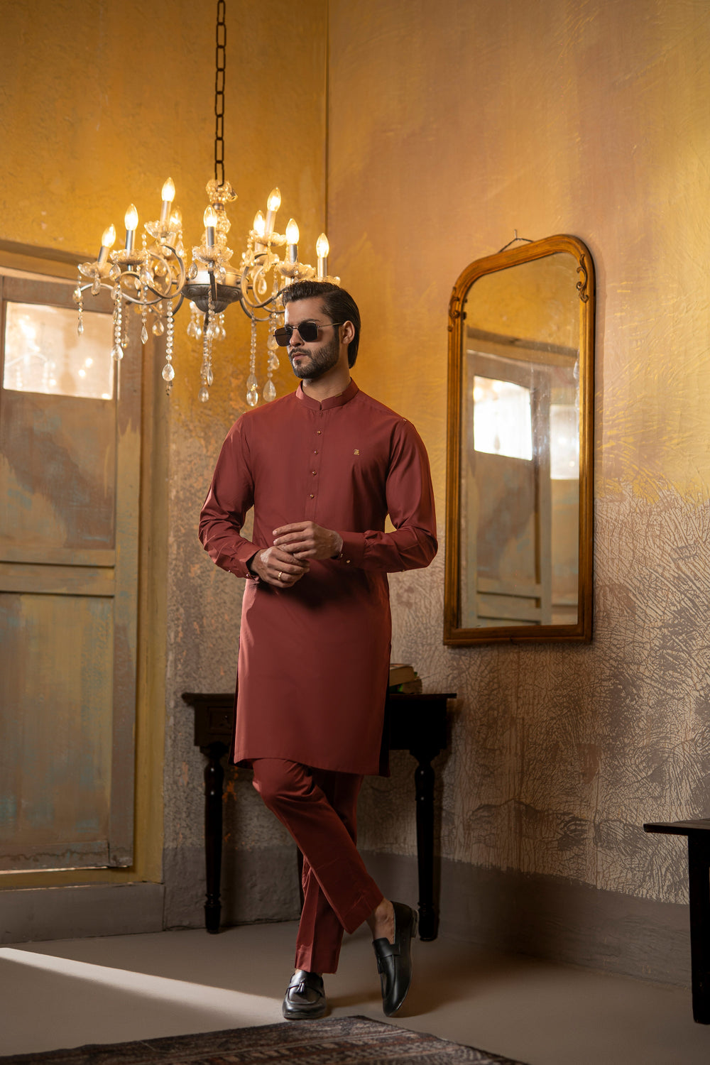 Kunzul Channar — Reddish maroon kurta trouser