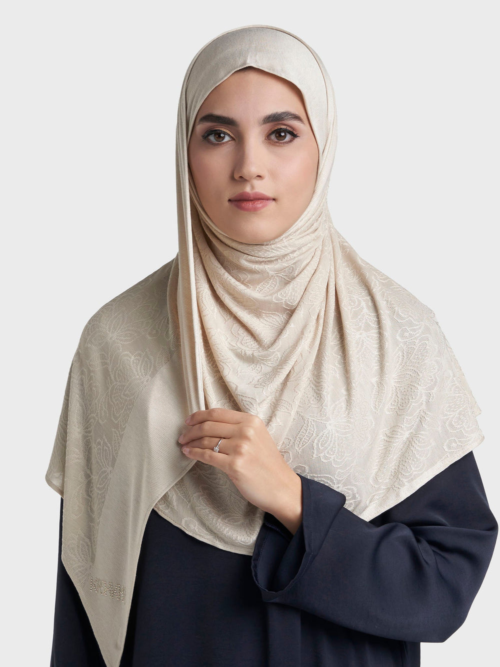 Floral Jacquard Self Print Ready to Wear Jersey Hijab