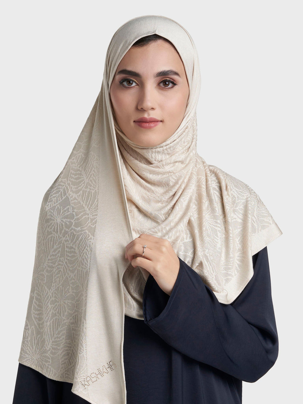 Floral Jacquard Self Print Ready to Wear Jersey Hijab