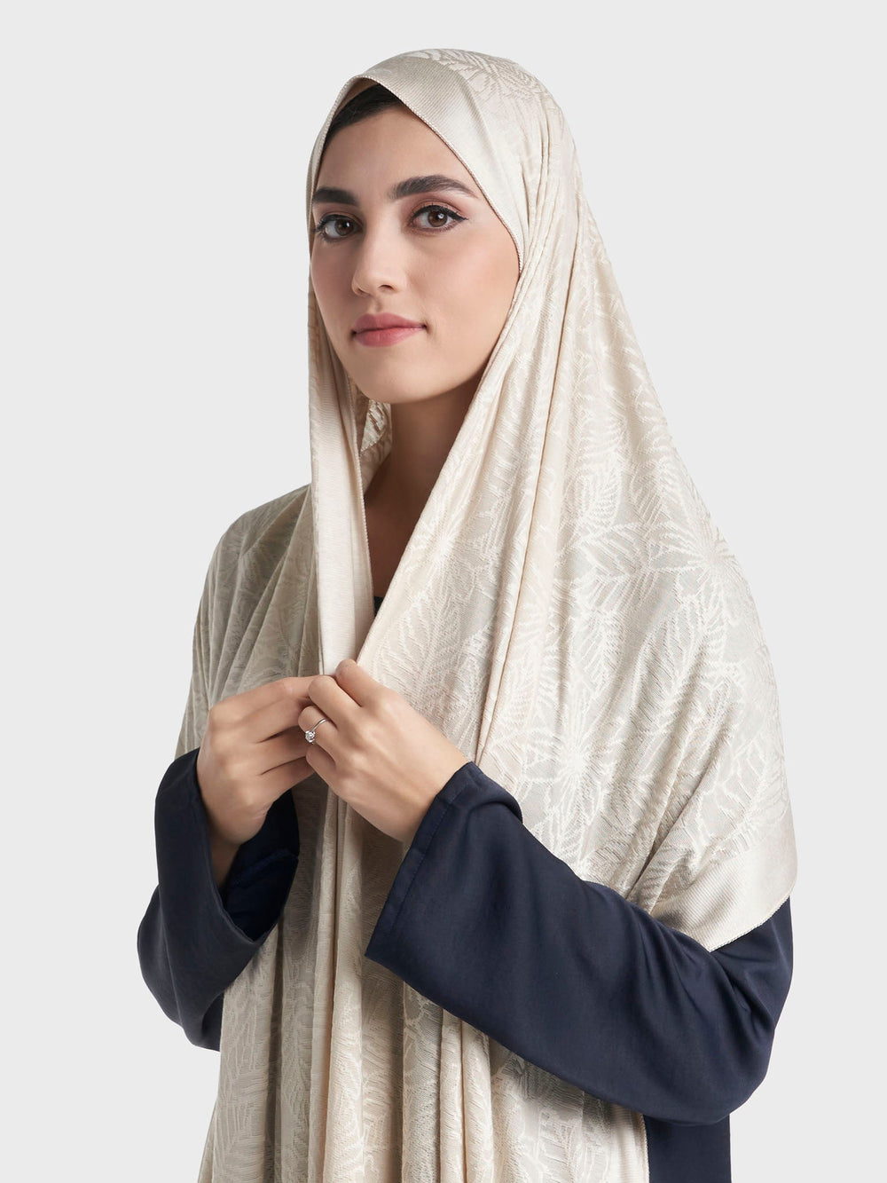 Floral Jacquard Self Print Jersey Hijab