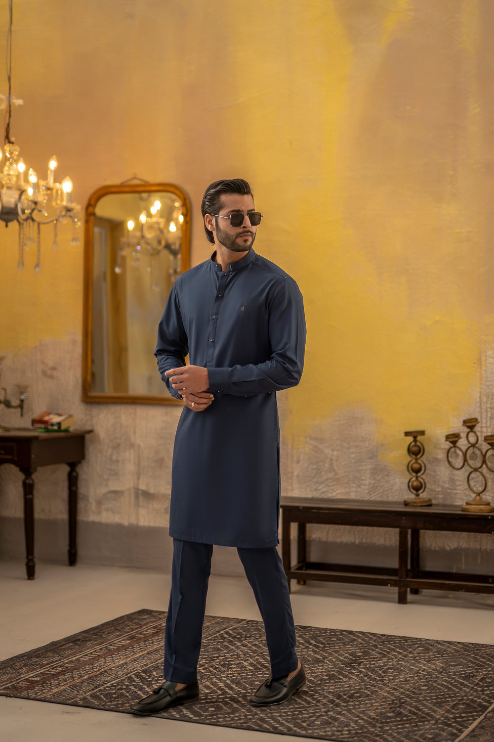 Kunzul Channar — Teal blue kurta trouser